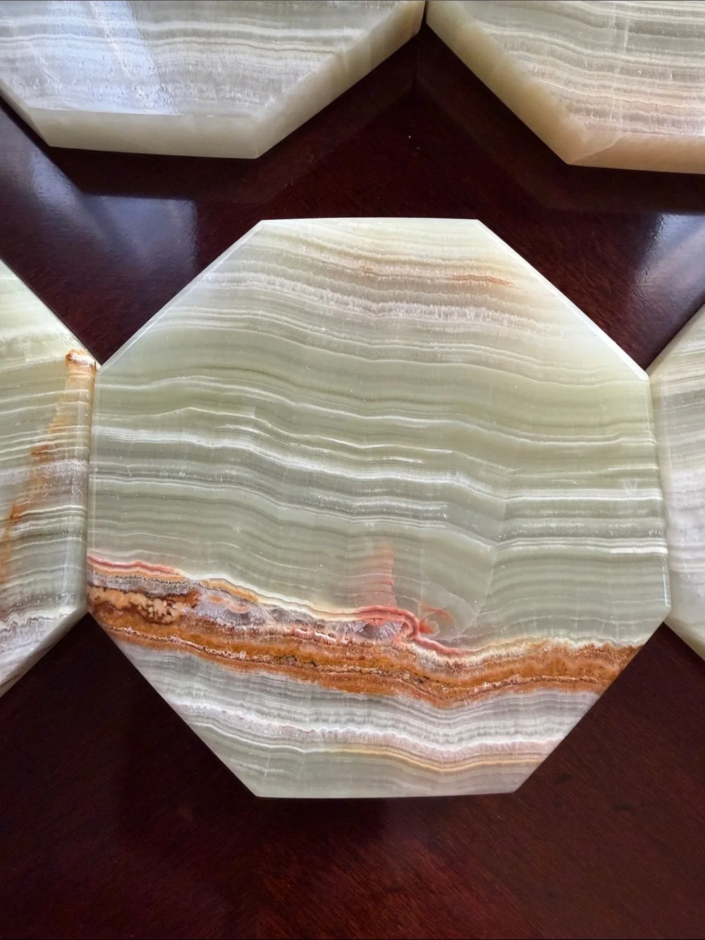 Green Onyx Marble Coasters - Set of 6 - NWOT